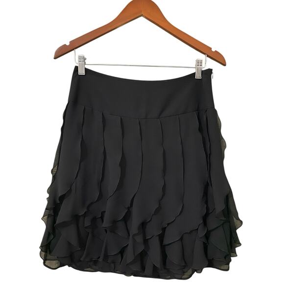 Vintage Y2K Cato Ruffle Mini Skirt US 4 Black Chiffon Fairy Grunge Whimsigoth - Picture 6 of 6